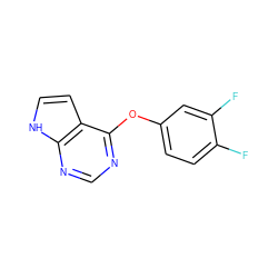 Fc1ccc(Oc2ncnc3[nH]ccc23)cc1F ZINC000169331352