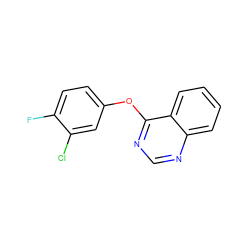 Fc1ccc(Oc2ncnc3ccccc23)cc1Cl ZINC000048381159