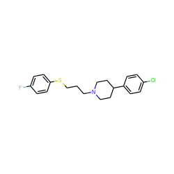 Fc1ccc(SCCCN2CCC(c3ccc(Cl)cc3)CC2)cc1 ZINC000073239714