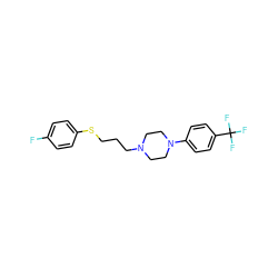 Fc1ccc(SCCCN2CCN(c3ccc(C(F)(F)F)cc3)CC2)cc1 ZINC000073239727