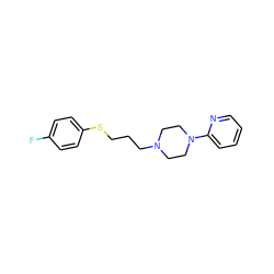 Fc1ccc(SCCCN2CCN(c3ccccn3)CC2)cc1 ZINC000073222863