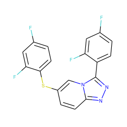 Fc1ccc(Sc2ccc3nnc(-c4ccc(F)cc4F)n3c2)c(F)c1 ZINC000045348757