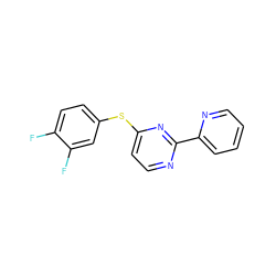 Fc1ccc(Sc2ccnc(-c3ccccn3)n2)cc1F ZINC000038156550