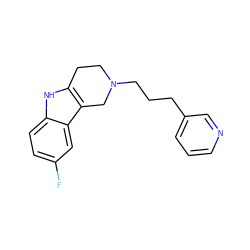 Fc1ccc2[nH]c3c(c2c1)CN(CCCc1cccnc1)CC3 ZINC000029486404