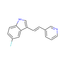 Fc1ccc2[nH]cc(/C=C/c3cccnc3)c2c1 ZINC000027984257