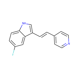 Fc1ccc2[nH]cc(/C=C/c3ccncc3)c2c1 ZINC000005162062