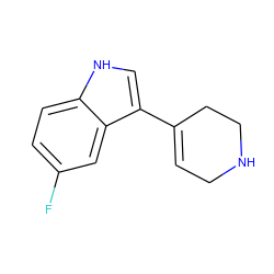 Fc1ccc2[nH]cc(C3=CCNCC3)c2c1 ZINC000022010815