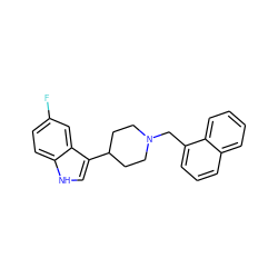 Fc1ccc2[nH]cc(C3CCN(Cc4cccc5ccccc45)CC3)c2c1 ZINC000036221540