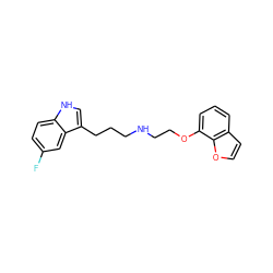 Fc1ccc2[nH]cc(CCCNCCOc3cccc4ccoc34)c2c1 ZINC000013581111