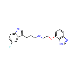 Fc1ccc2[nH]cc(CCCNCCOc3cccc4nc[nH]c34)c2c1 ZINC000003923589