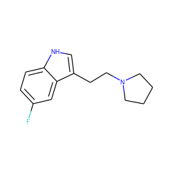 Fc1ccc2[nH]cc(CCN3CCCC3)c2c1 ZINC000066166128