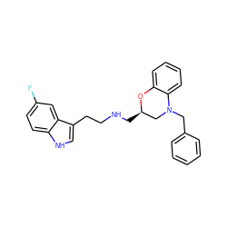 Fc1ccc2[nH]cc(CCNC[C@@H]3CN(Cc4ccccc4)c4ccccc4O3)c2c1 ZINC000028571215