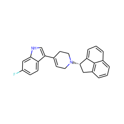 Fc1ccc2c(C3=CCN([C@H]4Cc5cccc6cccc4c56)CC3)c[nH]c2c1 ZINC000036311391