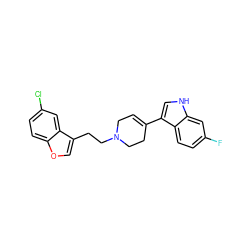 Fc1ccc2c(C3=CCN(CCc4coc5ccc(Cl)cc45)CC3)c[nH]c2c1 ZINC000038358929