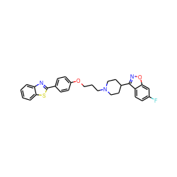 Fc1ccc2c(C3CCN(CCCOc4ccc(-c5nc6ccccc6s5)cc4)CC3)noc2c1 ZINC000473155183