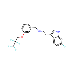 Fc1ccc2c(CCNCc3cccc(OCC(F)(F)C(F)F)c3)c[nH]c2c1 ZINC000095936819