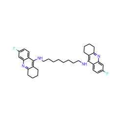 Fc1ccc2c(NCCCCCCCCNc3c4c(nc5cc(F)ccc35)CCCC4)c3c(nc2c1)CCCC3 ZINC000014946308