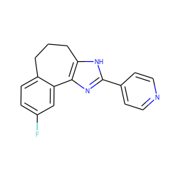 Fc1ccc2c(c1)-c1nc(-c3ccncc3)[nH]c1CCC2 ZINC000013440081