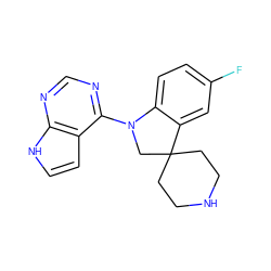 Fc1ccc2c(c1)C1(CCNCC1)CN2c1ncnc2[nH]ccc12 ZINC000029047619