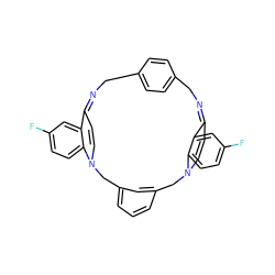 Fc1ccc2c(c1)C1=NCc3ccc(cc3)CN=C3C=CN(Cc4cccc(c4)CN2C=C1)c1ccc(F)cc13 ZINC000377846417