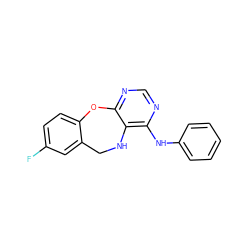 Fc1ccc2c(c1)CNc1c(Nc3ccccc3)ncnc1O2 ZINC000028572346