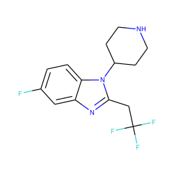 Fc1ccc2c(c1)nc(CC(F)(F)F)n2C1CCNCC1 ZINC000095577308