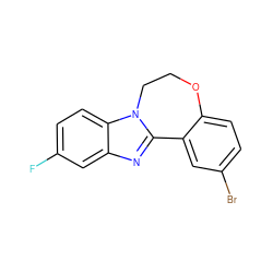 Fc1ccc2c(c1)nc1n2CCOc2ccc(Br)cc2-1 ZINC000299869177