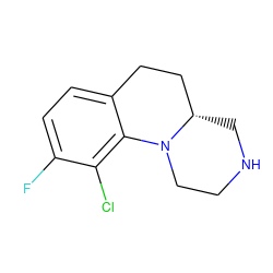 Fc1ccc2c(c1Cl)N1CCNC[C@H]1CC2 ZINC001772581707