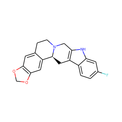 Fc1ccc2c3c([nH]c2c1)CN1CCc2cc4c(cc2[C@@H]1C3)OCO4 ZINC000209386718