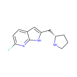 Fc1ccc2cc(C[C@@H]3CCCN3)[nH]c2n1 ZINC000029130284