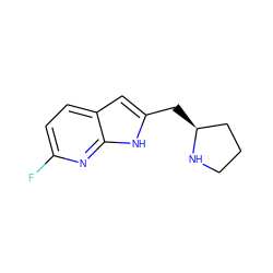 Fc1ccc2cc(C[C@H]3CCCN3)[nH]c2n1 ZINC000029130385