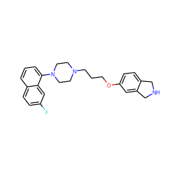 Fc1ccc2cccc(N3CCN(CCCOc4ccc5c(c4)CNC5)CC3)c2c1 ZINC000064548798