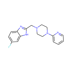 Fc1ccc2nc(CN3CCN(c4ccccn4)CC3)[nH]c2c1 ZINC000013581154