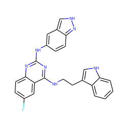 Fc1ccc2nc(Nc3ccc4n[nH]cc4c3)nc(NCCc3c[nH]c4ccccc34)c2c1 ZINC001772579867