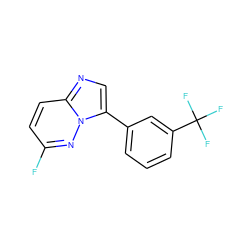 Fc1ccc2ncc(-c3cccc(C(F)(F)F)c3)n2n1 ZINC001772609094