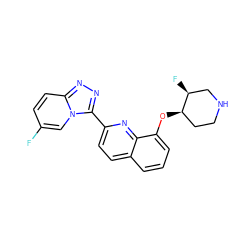 Fc1ccc2nnc(-c3ccc4cccc(O[C@@H]5CCNC[C@@H]5F)c4n3)n2c1 ZINC000096175019