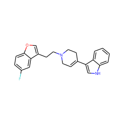 Fc1ccc2occ(CCN3CC=C(c4c[nH]c5ccccc45)CC3)c2c1 ZINC000038318279