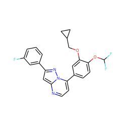 Fc1cccc(-c2cc3nccc(-c4ccc(OC(F)F)c(OCC5CC5)c4)n3n2)c1 ZINC000045357608