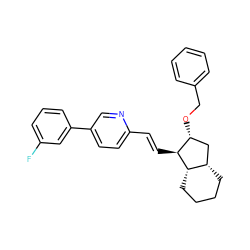 Fc1cccc(-c2ccc(/C=C/[C@@H]3[C@H]4CCCC[C@H]4C[C@H]3OCc3ccccc3)nc2)c1 ZINC000103247411