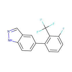 Fc1cccc(-c2ccc3[nH]ncc3c2)c1C(F)(F)F ZINC000169329432