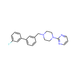 Fc1cccc(-c2cccc(CN3CCN(c4ncccn4)CC3)c2)c1 ZINC000026171191