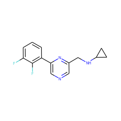 Fc1cccc(-c2cncc(CNC3CC3)n2)c1F ZINC000071333493