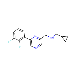 Fc1cccc(-c2cncc(CNCC3CC3)n2)c1F ZINC000071340393