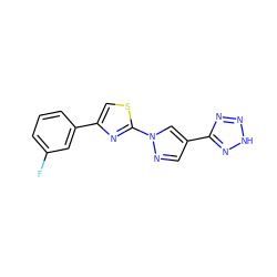 Fc1cccc(-c2csc(-n3cc(-c4nn[nH]n4)cn3)n2)c1 ZINC000473135442