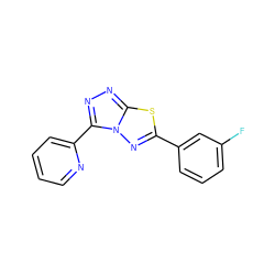 Fc1cccc(-c2nn3c(-c4ccccn4)nnc3s2)c1 ZINC000010312370