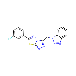 Fc1cccc(-c2nn3c(Cn4nnc5ccccc54)nnc3s2)c1 ZINC000002433975