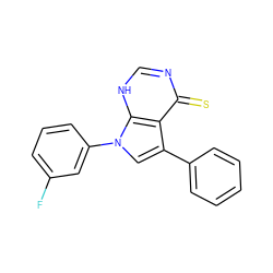 Fc1cccc(-n2cc(-c3ccccc3)c3c(=S)nc[nH]c32)c1 ZINC000005905890