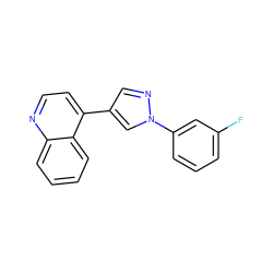 Fc1cccc(-n2cc(-c3ccnc4ccccc34)cn2)c1 ZINC000084615552