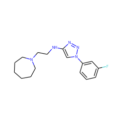 Fc1cccc(-n2cc(NCCN3CCCCCC3)nn2)c1 ZINC000143211206