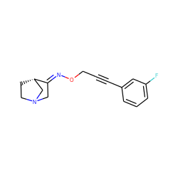 Fc1cccc(C#CCO/N=C2\CN3CC[C@H]2C3)c1 ZINC000013780110